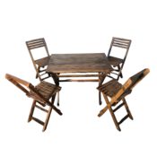 Bistroset, 1 klaptafel met 4 stoelen, hout